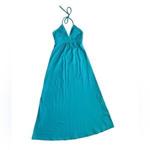 Susana Monaco Women's V Neck Tie Halter Neck Maxi Dress in St Tropez Size Small